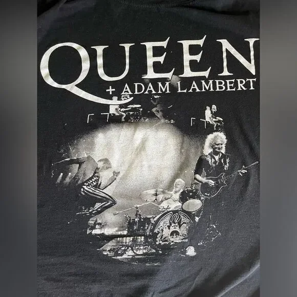 QUEEN AND ADAM LAMBERT T SHIRT BLAVK MENS LARGE CAN BE UNISEX - Picture 2 of 4